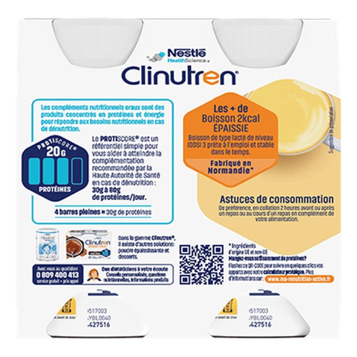 Clinutren Boisson 2Kcal  Épaissie Vanille dos