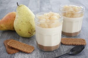 Cheesecake praliné poire en verrine : le dessert sans cuisson au four