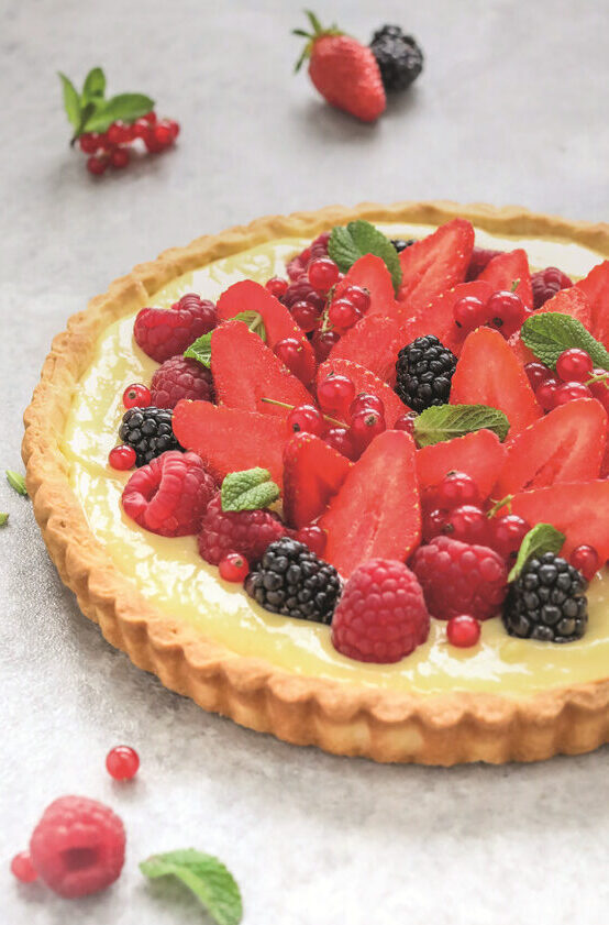 Tarte aux fruits rouges à la crème pâtissière enrichie